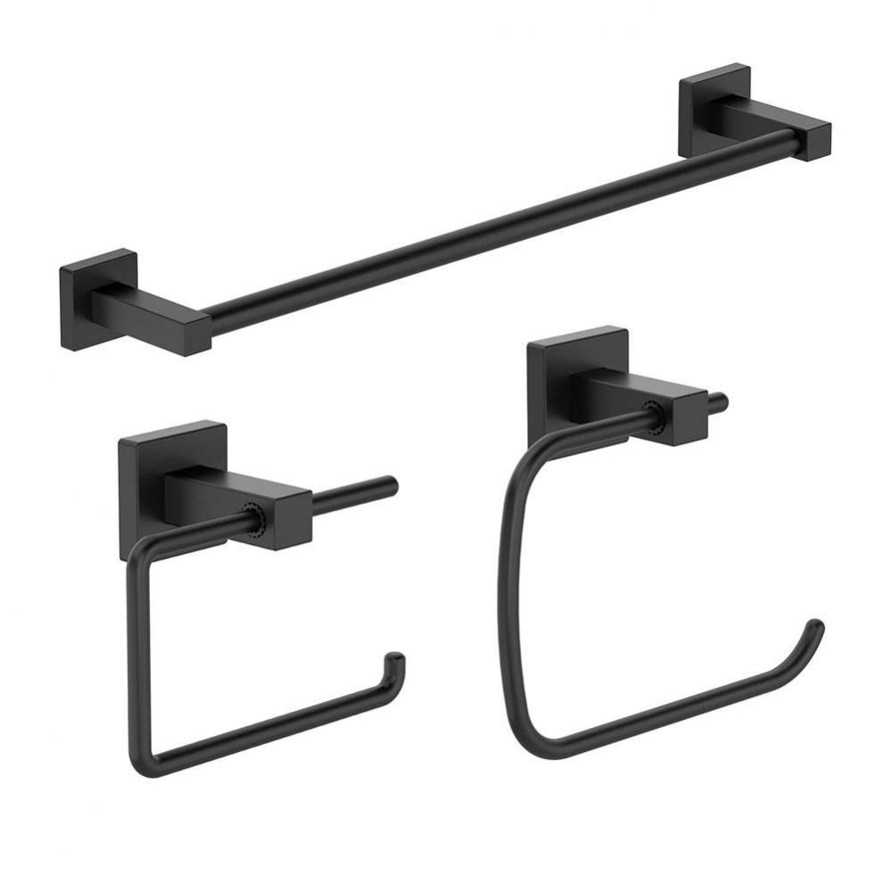 Duro 3-Piece Wall-Mounted Bathroom Hardware Set in Matte Black