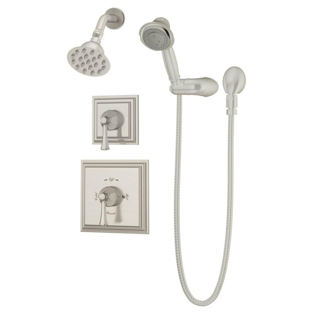 Canterbury 2-Handle 1-Spray Shower Trim with 3-Spray Hand Shower in Satin Nickel (Valves Not Inclu