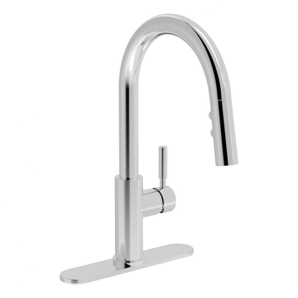 Dia Single-Handle Pull-Down Sprayer Kitchen Faucet with Deck Plate in Polished Chrome (1.0 GPM)
