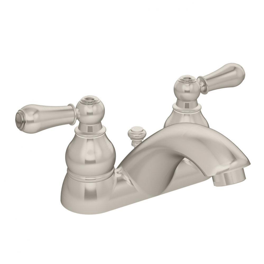 Allura 4 in. Centerset 2-Handle Bathroom Faucet with Drain Assembly in Satin Nickel (1.0 GPM)