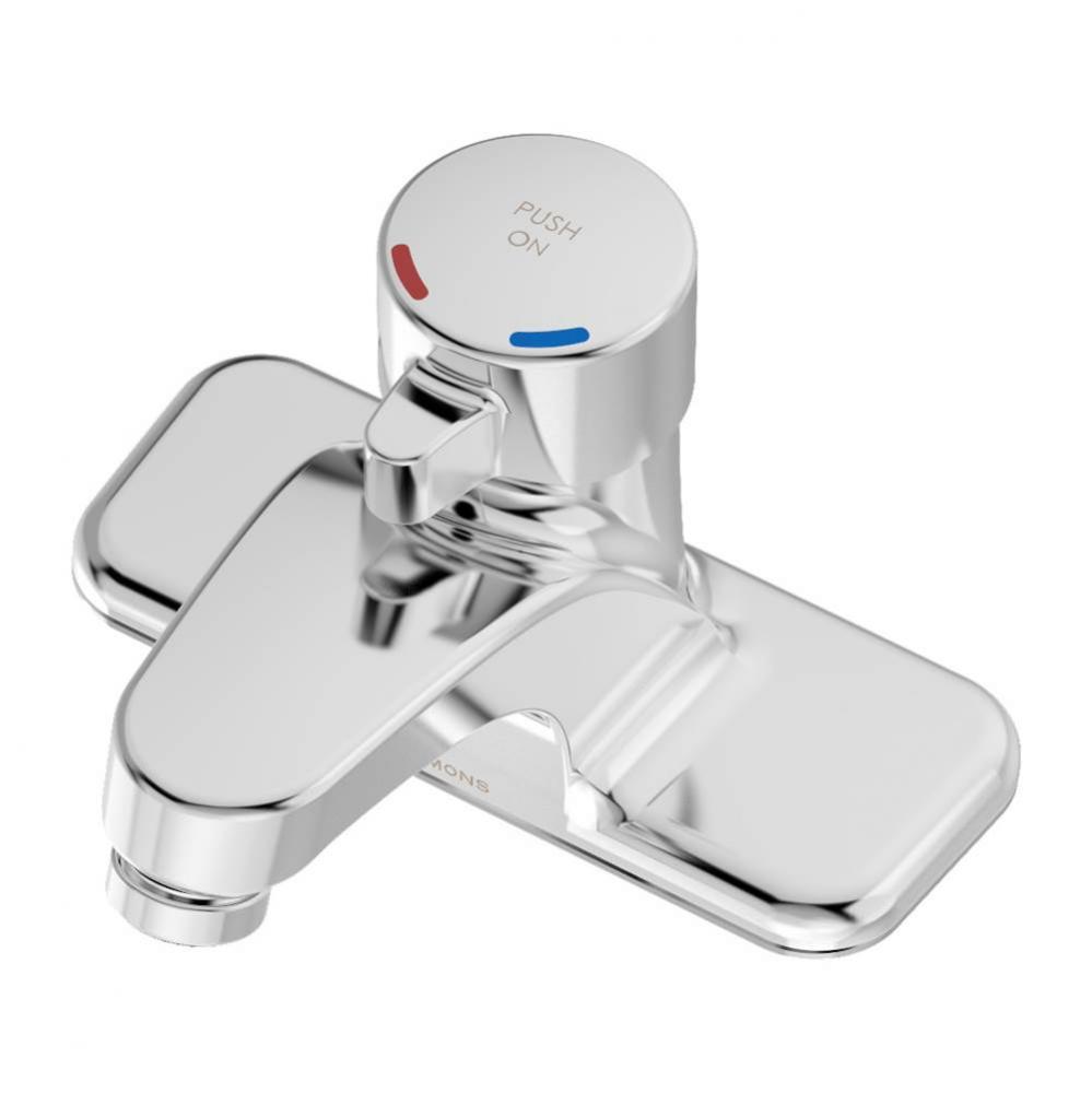 SCOT 4 in. Centerset Single Handle Metering Lavatory Faucet in Polished Chrome (0.5 GPM)
