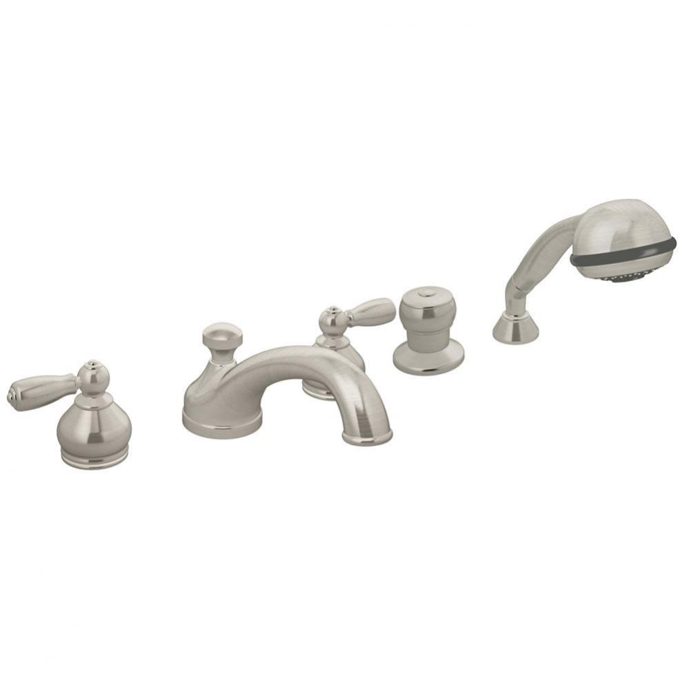 Allura 2-Handle Deck Mount Roman Tub Faucet with Hand Shower in Satin Nickel