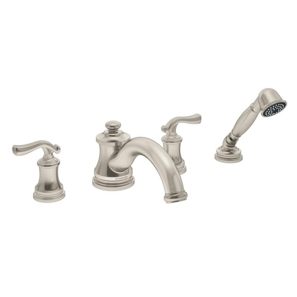 Winslet 2-Handle Deck Mount Roman Tub Faucet with Hand Shower in Satin Nickel