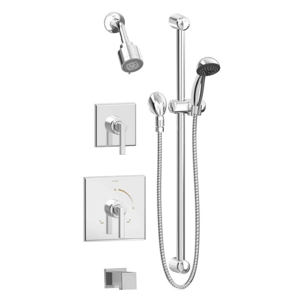 Duro 2-Handle Tub and 3-Spray Shower Trim with 1-Spray Hand Shower in Polished Chrome (Valves Not