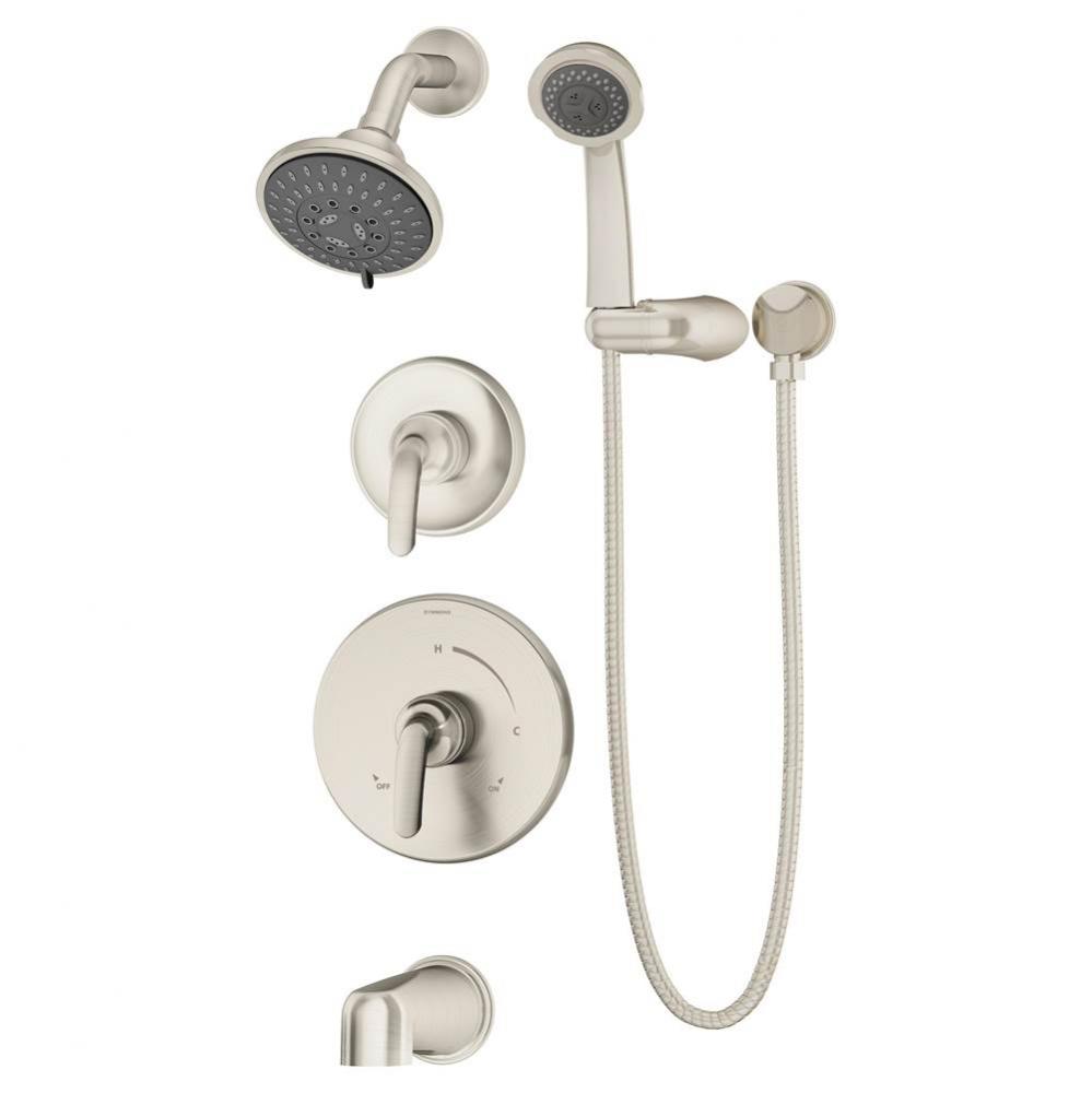 Elm 2-Handle Tub and 5-Spray Shower Trim with 3-Spray Hand Shower in Satin Nickel (Valves Not Incl