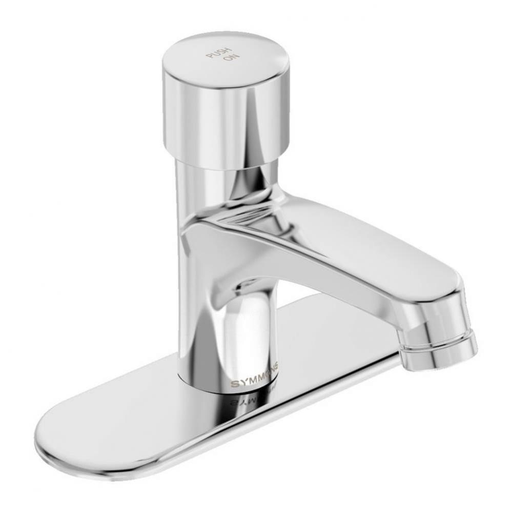 SCOT Metering Lavatory Faucet with 4 in. Deck Plate in Polished Chrome (0.5 GPM)