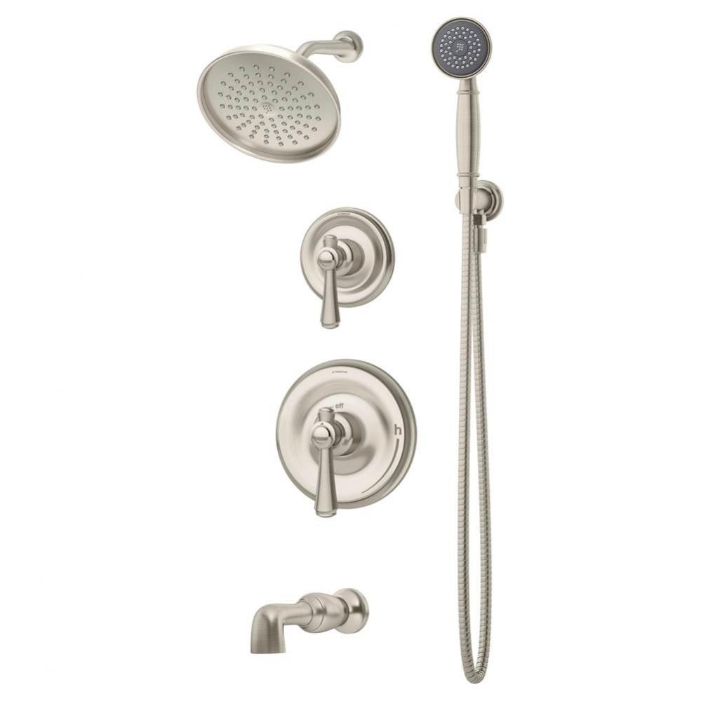 Degas 2-Handle Tub and 1-Spray Shower Trim with 1-Spray Hand Shower in Satin Nickel (Valves Not In