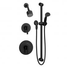 Symmons 3505-H321-V-CYL-BMB1.5TRM - Dia 2-Handle 1-Spray Shower Trim with 1-Spray Hand Shower in Matte Black (Valves Not Included)