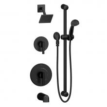 Symmons 3506-B-MB-SH4-1.5-TRM - Dia 2-Handle Tub and 1-Spray Shower Trim with 1-Spray Hand Shower in Matte Black - 1.5 GPM (Valve