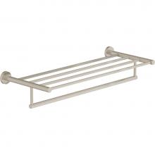 Symmons 353TS-22-STN - Dia 22 in. Wall-Mounted Towel Shelf with Bar in Satin Nickel
