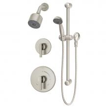 Symmons 3505-H321-V-CYLBSTN1.5TRM - Dia 2-Handle 1-Spray Shower Trim with 1-Spray Hand Shower in Satin Nickel (Valves Not Included)