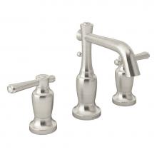 Symmons SLW-5412-STN-1.0 - Degas Widespread 2-Handle Bathroom Faucet with Drain Assembly in Satin Nickel (1.0 GPM)