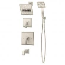 Symmons 4206-STN-1.5-TRM - Oxford 2-Handle Tub and 1-Spray Shower Trim with 1-Spray Hand Shower in Satin Nickel (Valves Not I