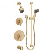 Symmons 3506-H321-V-CYLBBBZ1.5TRM - Dia 2-Handle Tub and 1-Spray Shower Trim with 1-Spray Hand Shower in Brushed Bronze (Valves Not In