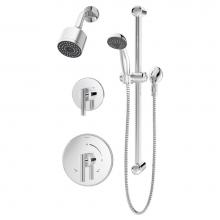 Symmons 3505-H321-V-CYL-B-1.5-TRM - Dia 2-Handle 1-Spray Shower Trim with 1-Spray Hand Shower in Polished Chrome (Valves Not Included)