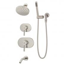 Symmons 4306-STN-1.5-TRM - Sereno 2-Handle Tub and 1-Spray Shower Trim with 1-Spray Hand Shower in Satin Nickel (Valves Not I