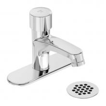 Symmons SLS-7000-DP4-G - SCOT Metering Lavatory Faucet with 4 in. Deck Plate and Grid Drain in Polished Chrome (0.5 GPM)