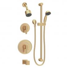 Symmons 3506-B-BBZ-T4-1.5-TRM - Dia 2-Handle Tub and 1-Spray Shower Trim with 1-Spray Hand Shower in Brushed Bronze - 1.5 GPM (Val