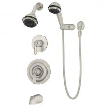 Symmons 4706-STN-1.5-TRM - Allura 2-Handle Tub and 3-Spray Shower Trim with 3-Spray Hand Shower in Satin Nickel (Valves Not I