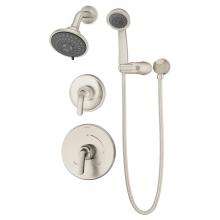 Symmons 5505-STN-1.5-TRM - Elm 2-Handle 5-Spray Shower Trim with 3-Spray Hand Shower in Satin Nickel (Valves Not Included)