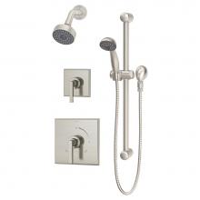 Symmons 3605-H321-V-STN-1.5-TRM - Duro 2-Handle 1-Spray Shower Trim with 1-Spray Hand Shower in Satin Nickel (Valves Not Included)