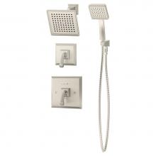 Symmons 4205-STN-1.5-TRM - Oxford 2-Handle 1-Spray Shower Trim with 1-Spray Hand Shower in Satin Nickel (Valves Not Included)