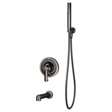 Symmons S-5304-BLK-1.5-TRM - Museo Single Handle 2-Spray Tub and Hand Shower Trim in Polished Graphite - 1.5 GPM (Valve Not Inc