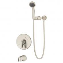Symmons S-5504-STN-1.5-TRM - Elm Single Handle 3-Spray Tub and Hand Shower Trim in Satin Nickel - 1.5 GPM (Valve Not Included)