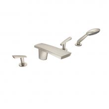 Symmons SRT-4172-STN - Naru 2-Handle Deck Mount Roman Tub Faucet with 3-Spray Hand Shower in Satin Nickel