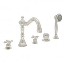 Symmons SRT-4472-STN - Carrington 2-Handle Deck Mount Roman Tub Faucet with Hand Shower in Satin Nickel