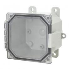 Allied Moulded Products AMP443CCNL - 4X4X3 PC ENCL CLEAR HNG NL CVR FEET