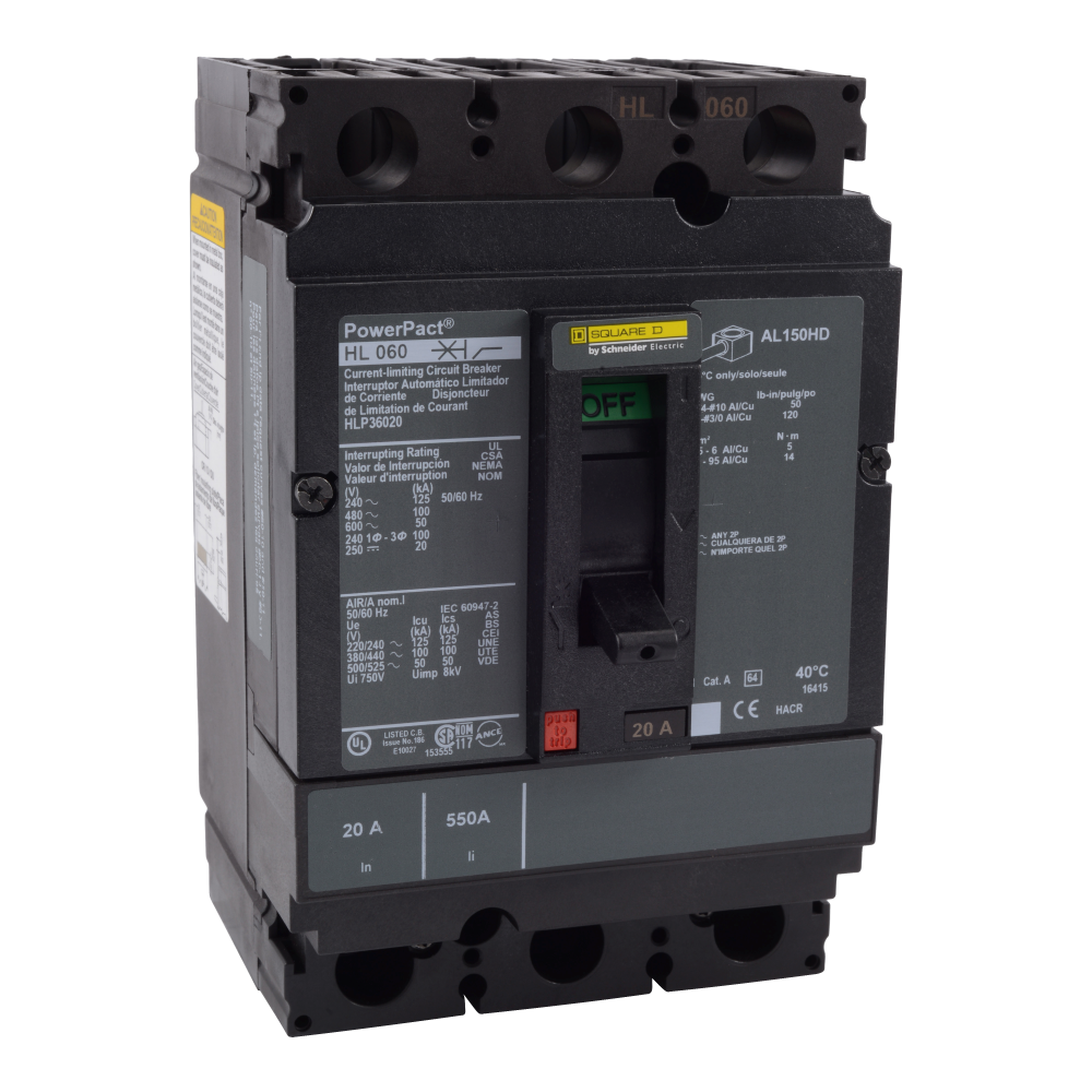 Circuit breaker, PowerPacT H, thermal magnetic,