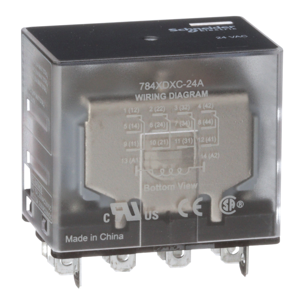 Power relay, SE Relays, 15A, 4PDT, 24 VAC, clear