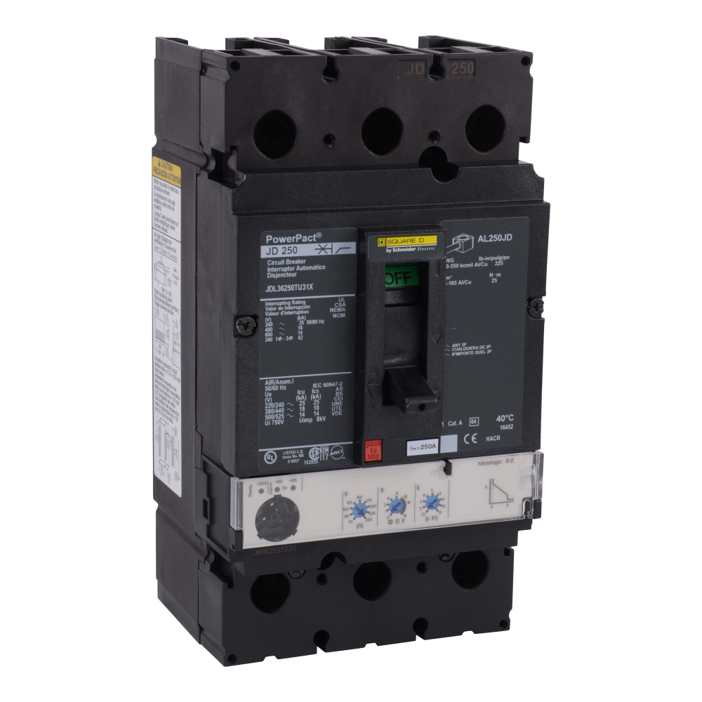 Circuit breaker, PowerPacT J, 250A, 3 pole, 600V