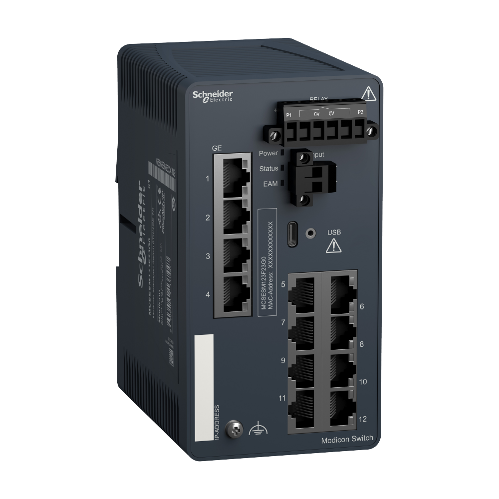 Modicon Managed Switch - 8 ports for copper + 4