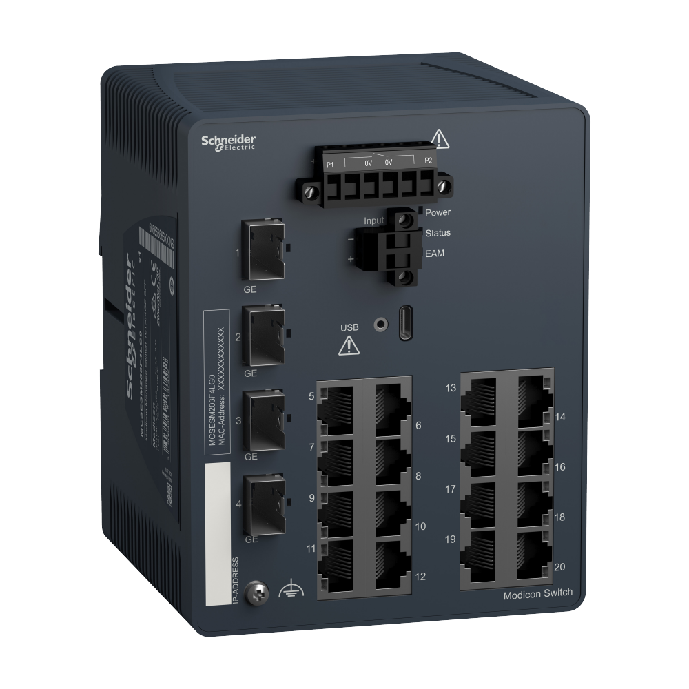 Modicon Managed Switch - 16 ports for copper + 4
