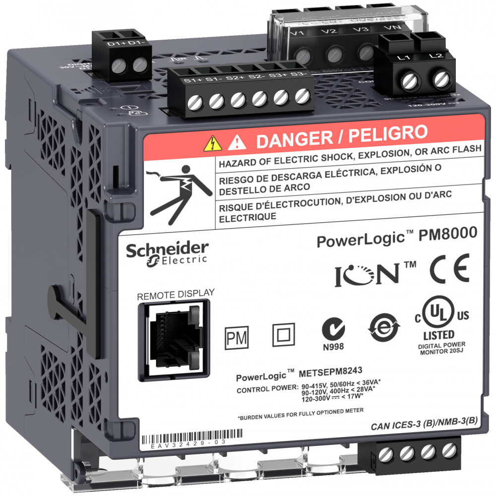 Power quality meter, PowerLogic PM8000, Advanced