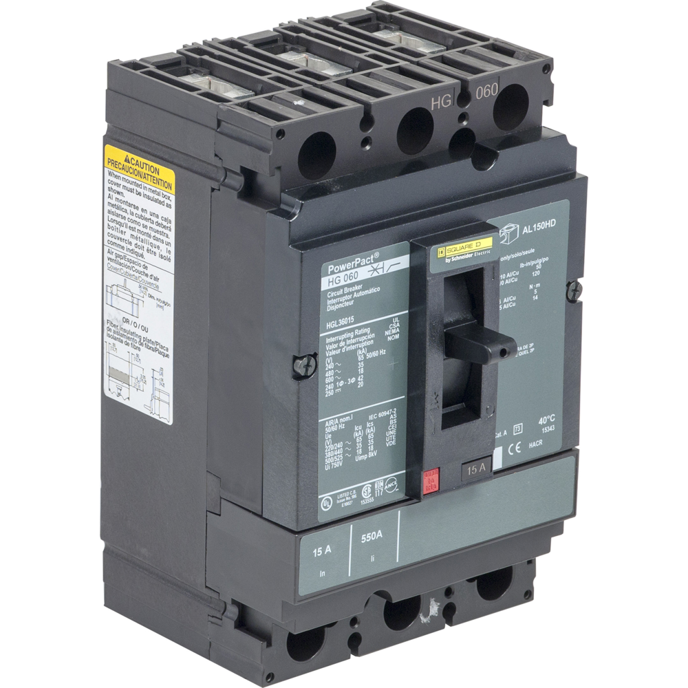 Circuit breaker, PowerPacT H, 45A, 3 pole, 600VA