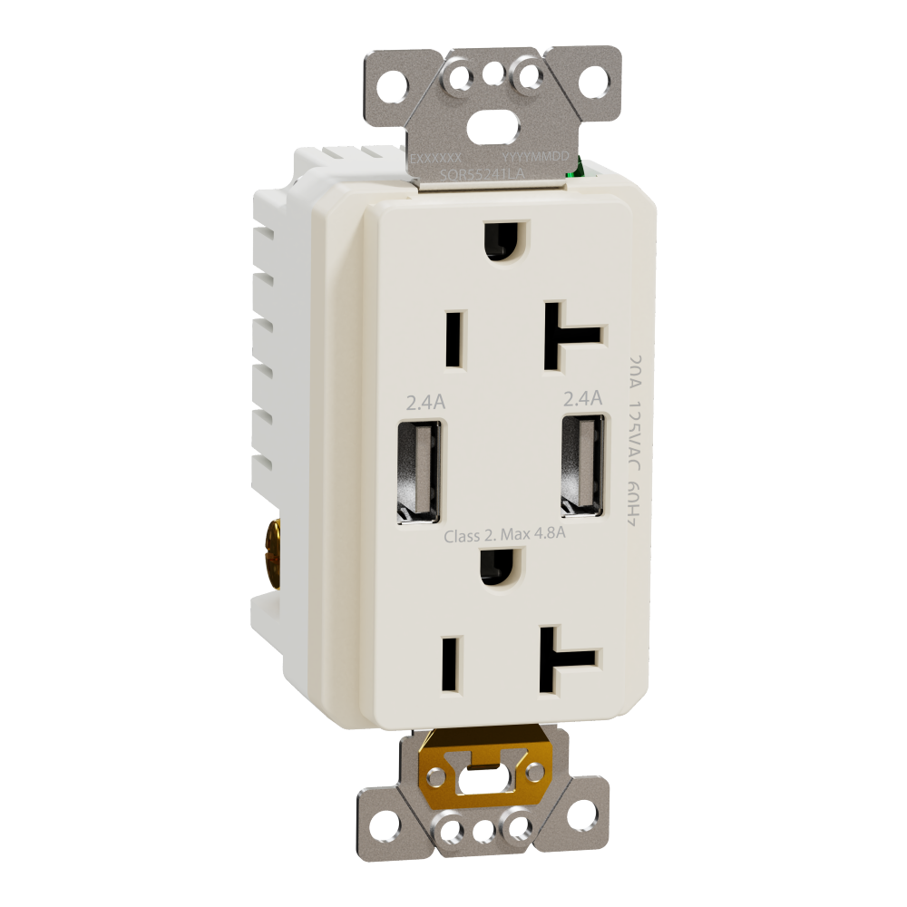 USB charger + socket-outlet, X Series, 20A socke