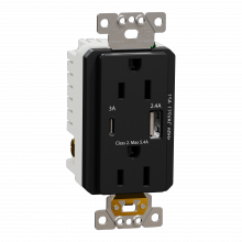 Schneider Electric SQR55153BK - USB charger + socket-outlet, X Series, 15A socke