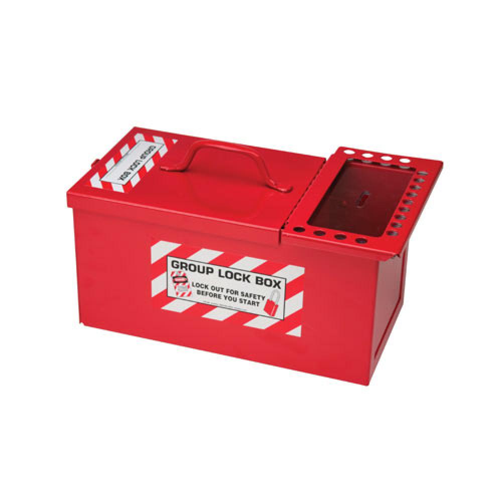 METAL GROUP LOCK BOX, LARGE, RED