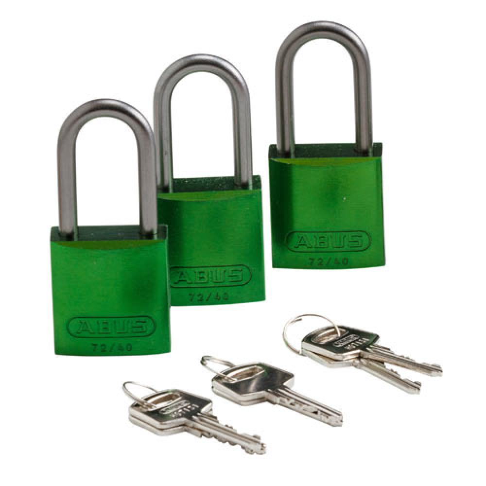 Alum Padlock 1.5&#34; Alum Shackle KA GN 3PK