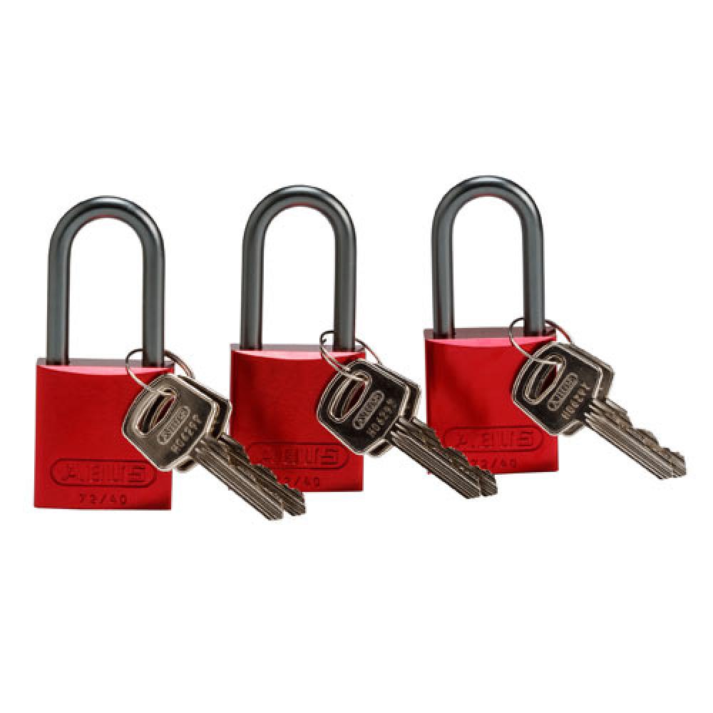 Alum Padlock 1.5&#34; Alum Shackle KA RD 3PK