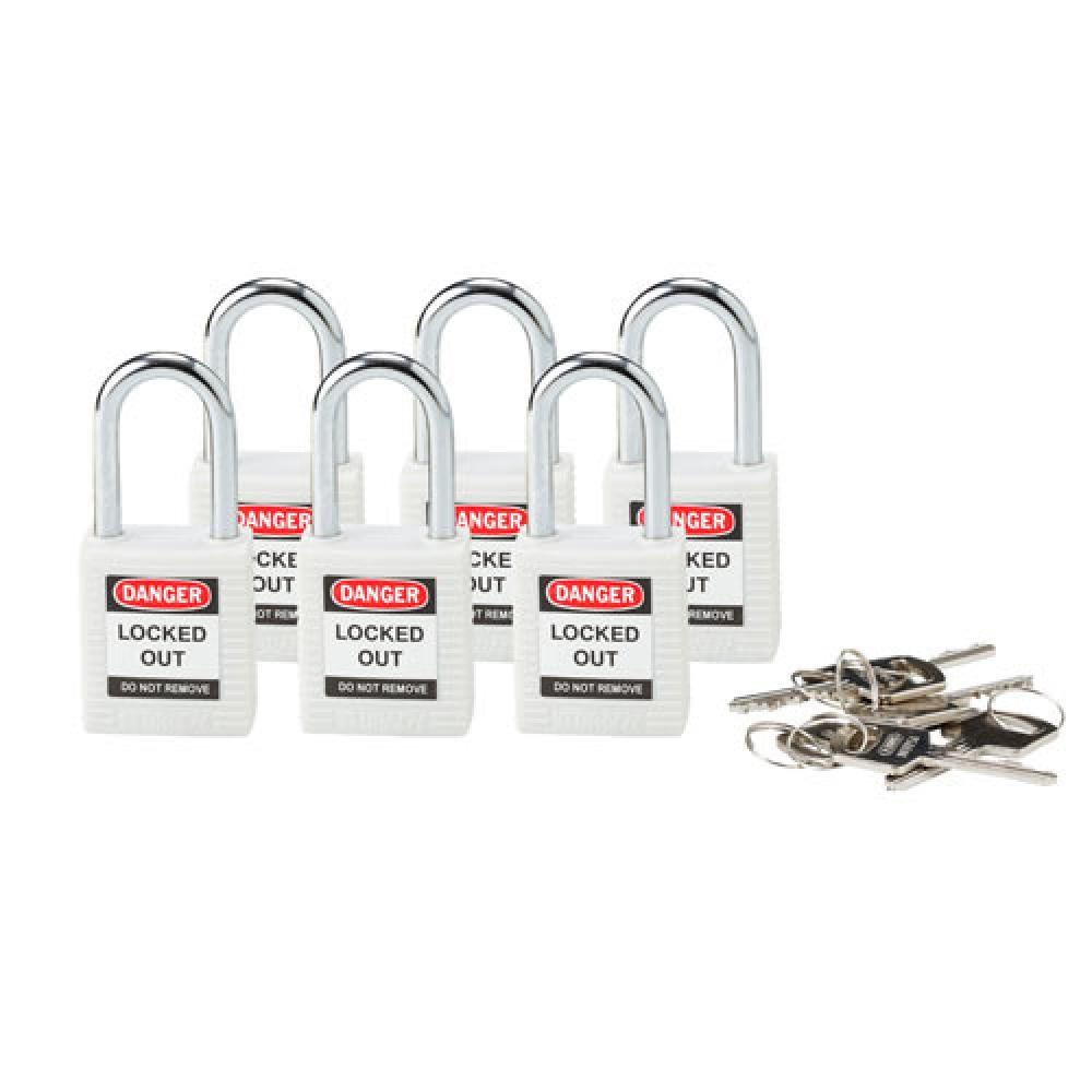 Nylon Padlock 1.5&#34; KD WT 6PK