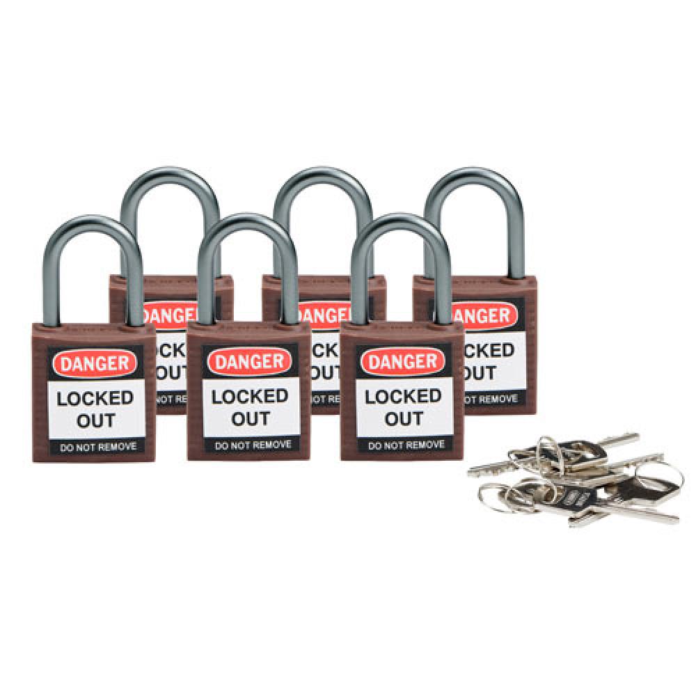 Nylon Padlock 1&#34; Alum Shackle KA BN 6PK