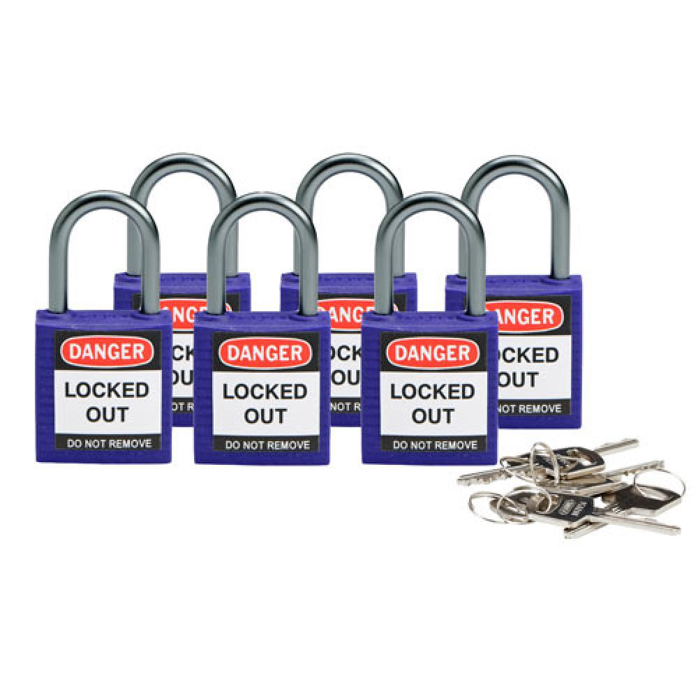 Nylon Padlock 1&#34; Alum Shackle KD PL 6PK