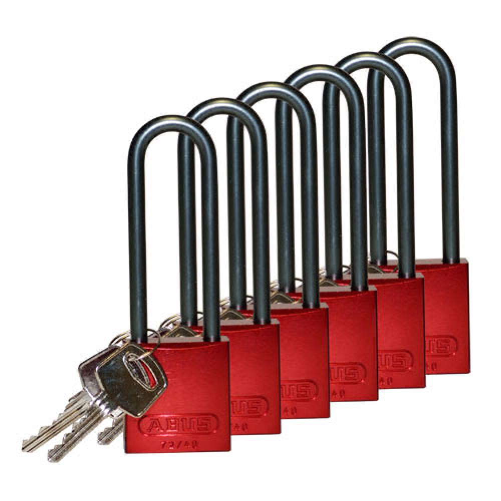 Alum Padlock 3&#34; Alum Shackle KD RD 6PK