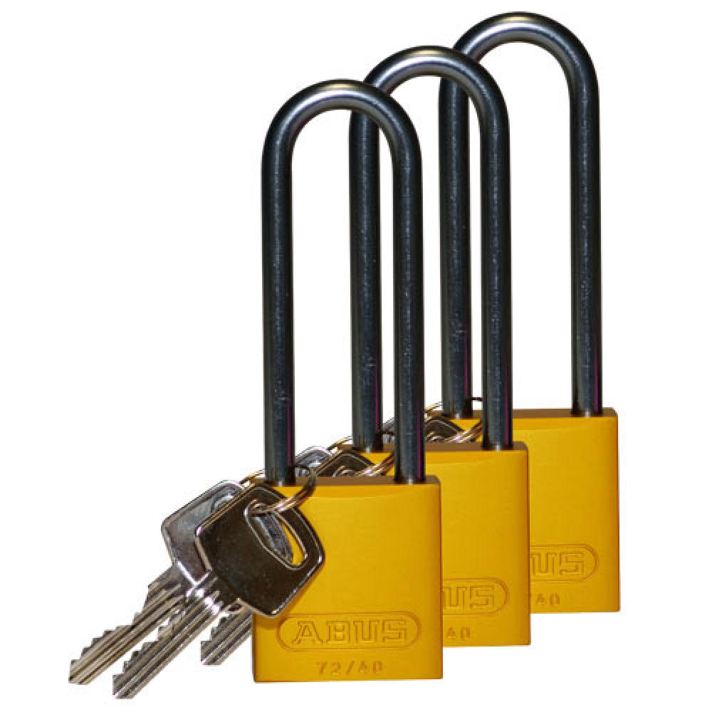 Alum Padlock 3&#34; Alum Shackle KA YL 3PK