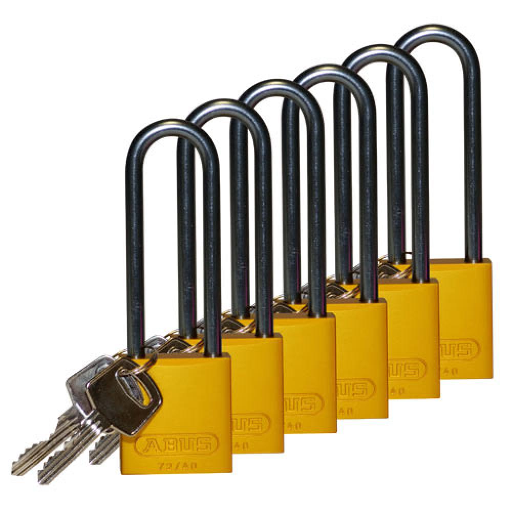 Alum Padlock 3&#34; Alum Shackle KA YL 6PK