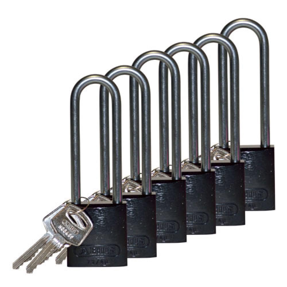 Alum Padlock 3&#34; Alum Shackle KA BK 6PK